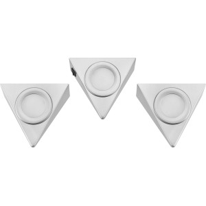 3er-Set dreieckige LED-Unterbauleuchten in Silber, 3W, für Küche & Möbel.