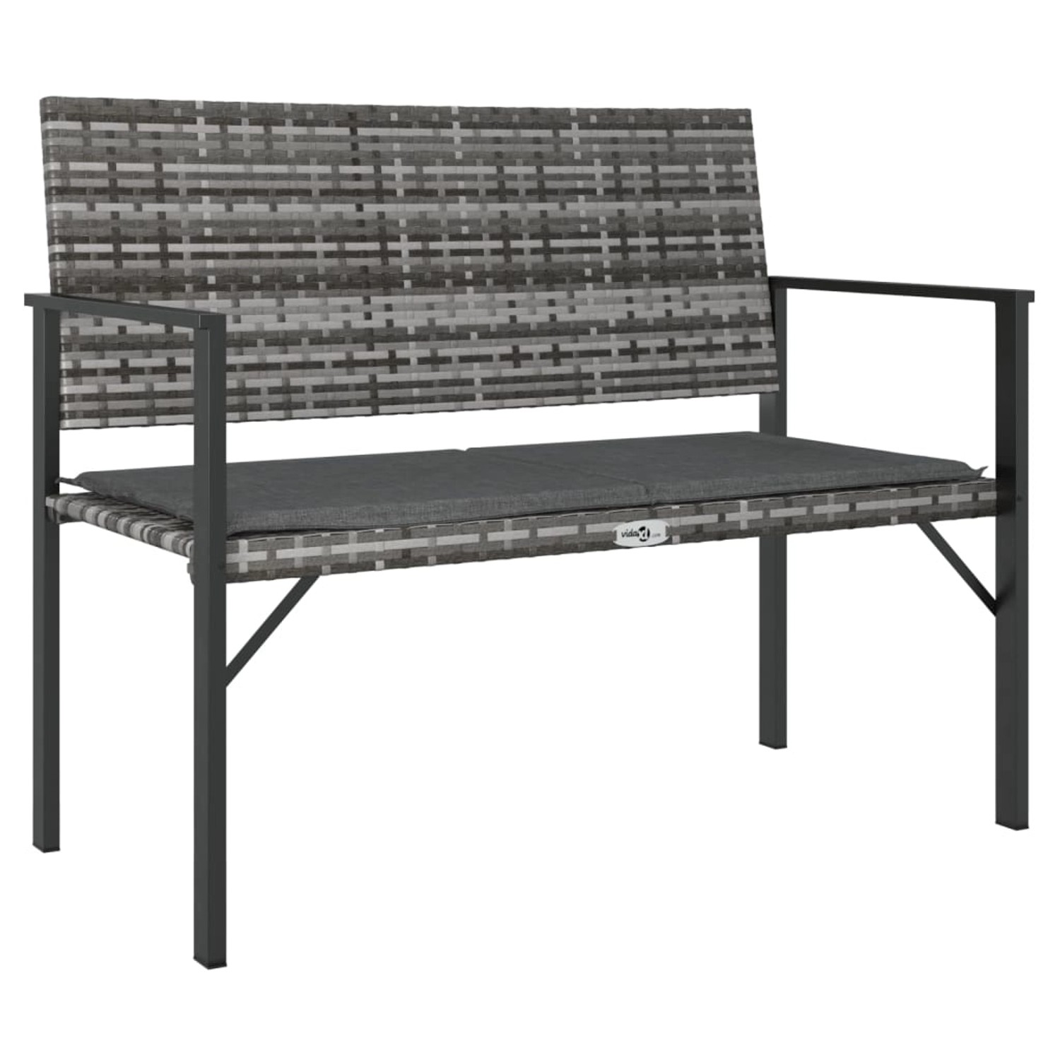 furnicato Gartenbank 2-Sitzer mit Kissen Grau Poly Rattan günstig online kaufen