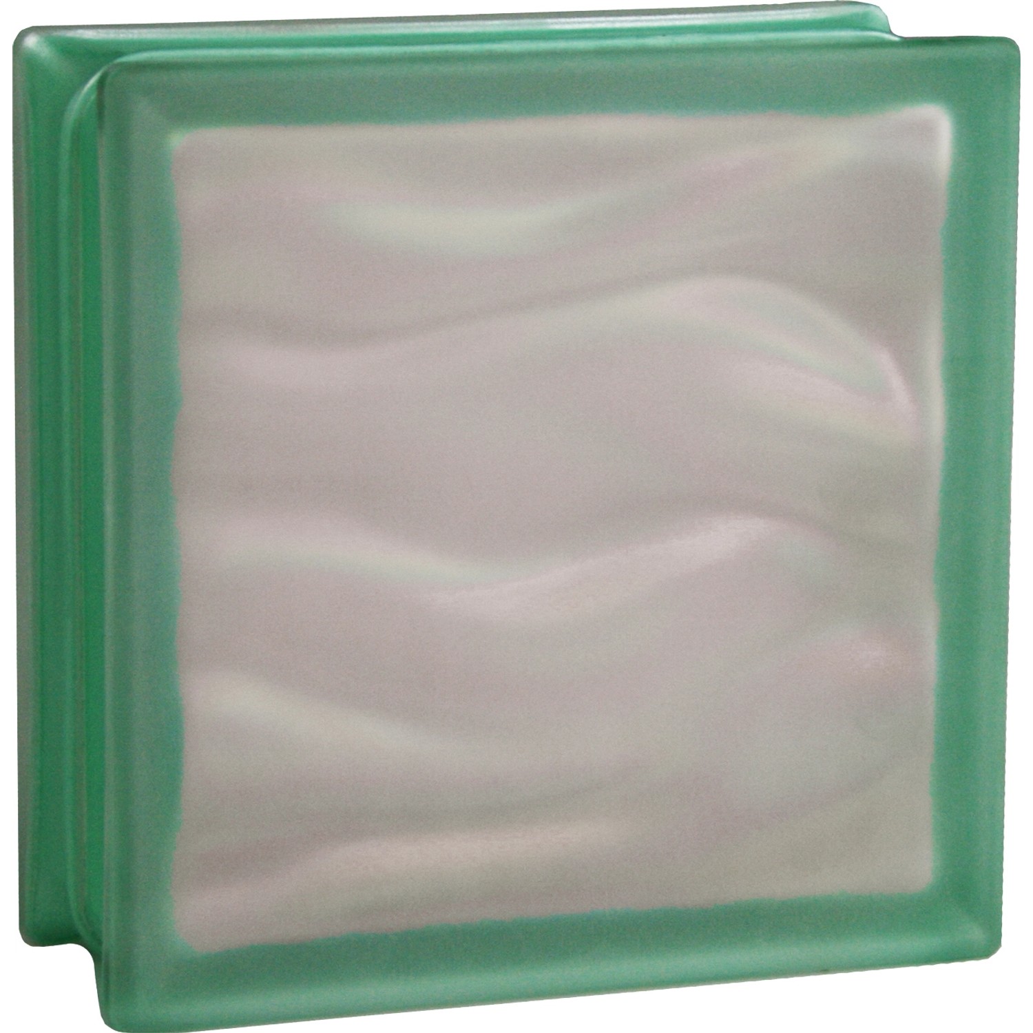 BM Glasstein Aqua Reflex Türkis 2-Seitig Satiniert 19 cm x 19 cm x 8 cm