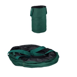 Grüne Relaxdays Laubsäcke, 2er Set, einer aufgestellt, einer gefaltet. Robuste Oxford Polyester Gartensäcke, selbstaufstellend.