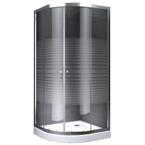 Dein Bau Projekt Viertelkreis Duschkabine, 90x90 cm, mit Streifenmuster im Glas.