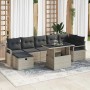 vidaXL Garten-Sofa-Set mit Kissen 8-Tlg Hellgrau Poly Rattan 3359809_2