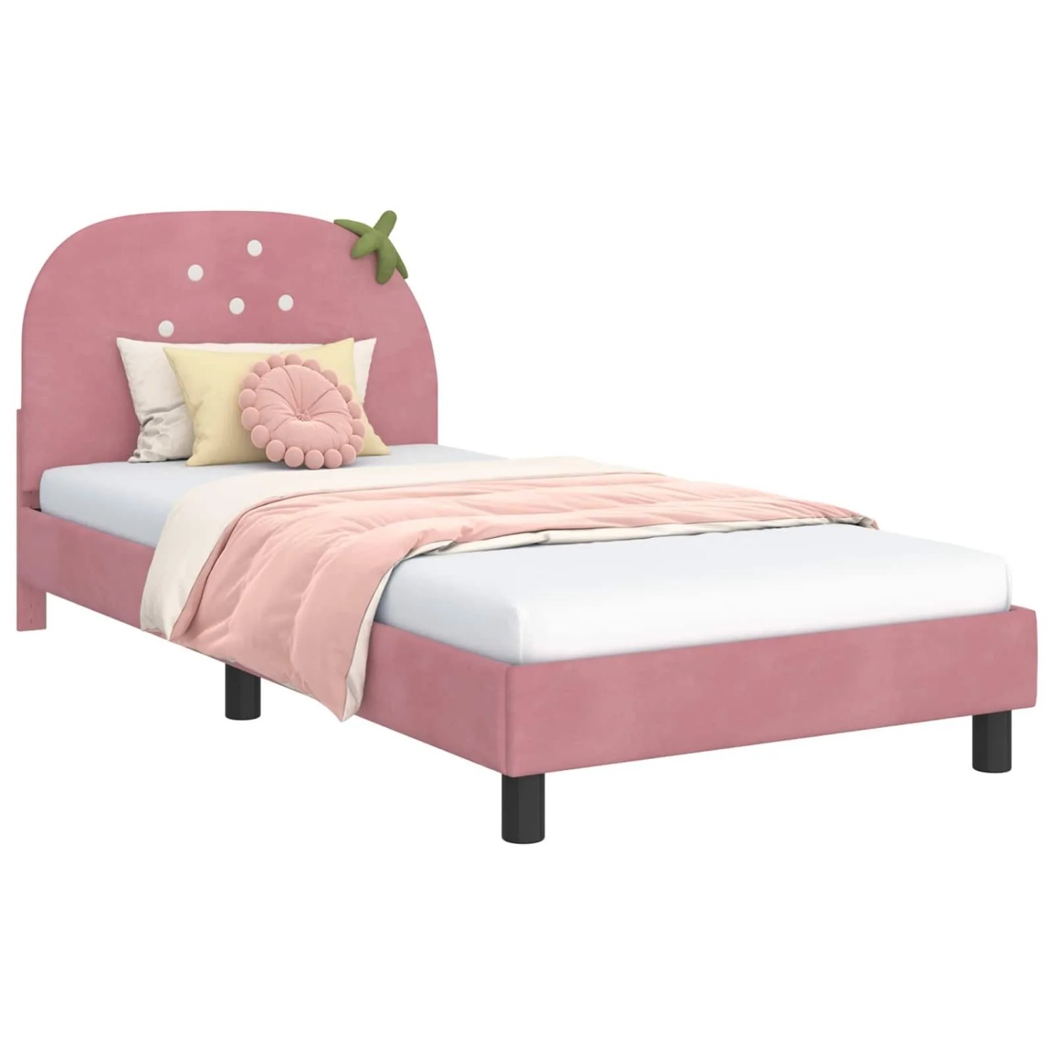 vidaXL Kinderbettgestell mit Kopfteil Rosa 90 x 200 cm Samt 42011068 günstig online kaufen