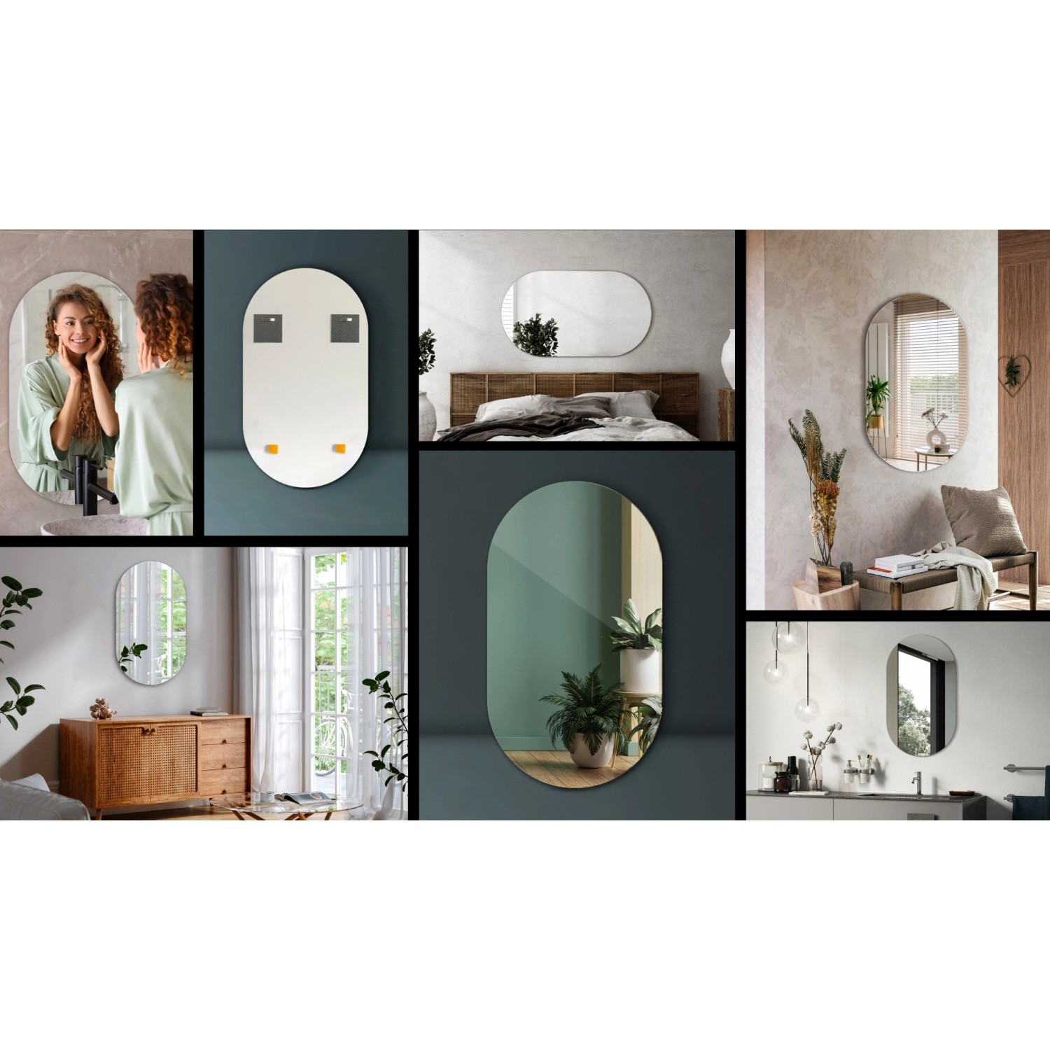 Tulup Wandspiegel Ovaler Spiegel 46x80 cm Spiegel Oval Ohne Rahmen Minimalistischer Ovaler Spiegel Ovaler Spiegel Badezimmer_9