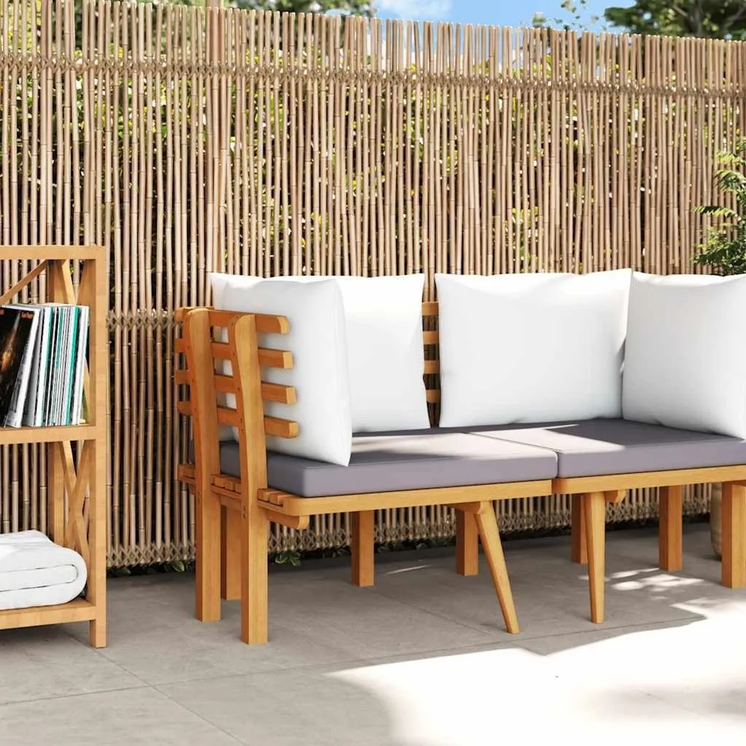 vidaXL Garten-Ecksofa mit Kissen Massivholz Akazie 46673_2