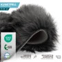 Flauschiges, graues Kunstfell Nelly mit gekettelten Saum und Lederoptik Rückseite.