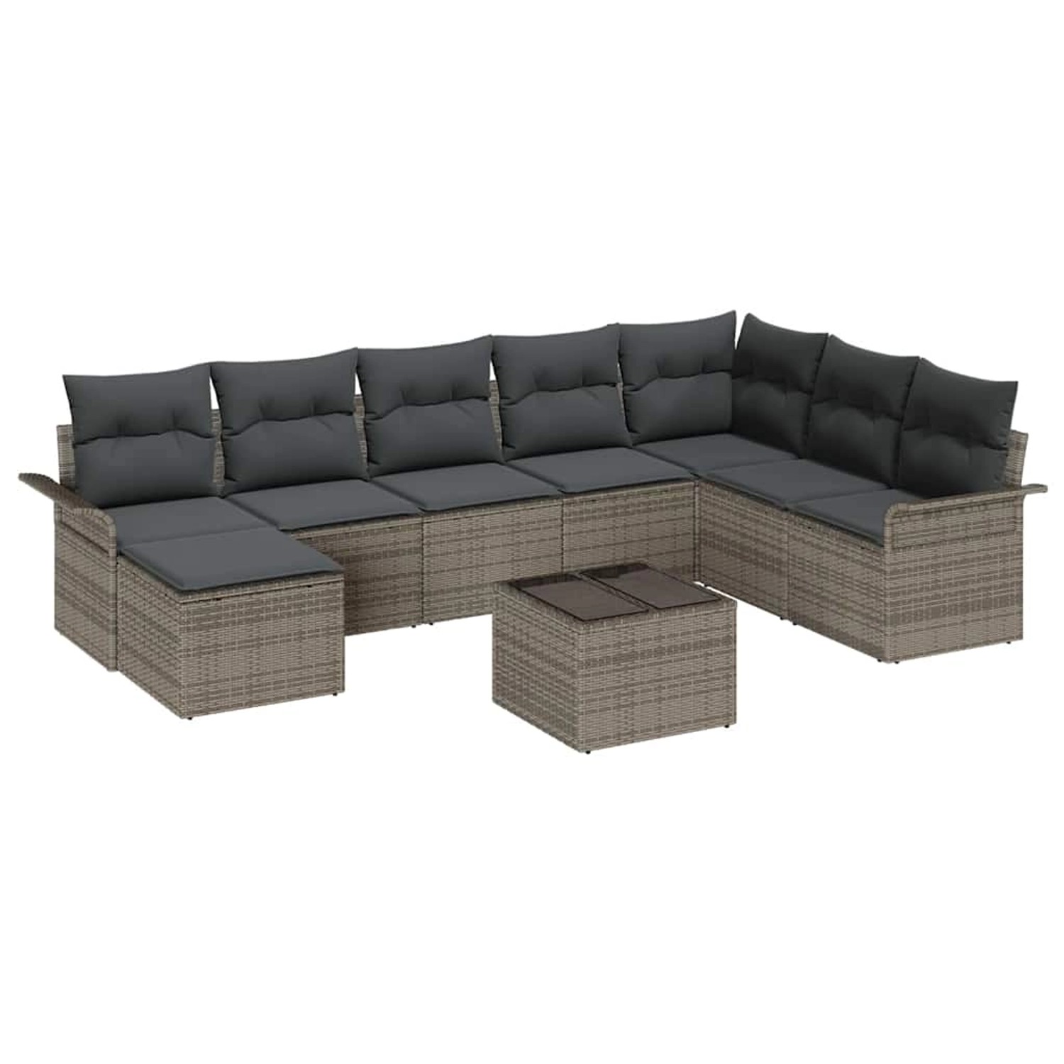 vidaXL 9-Teiliges Garten-Sofa-Set mit Kissen in Grau aus Poly Rattan 334548 günstig online kaufen