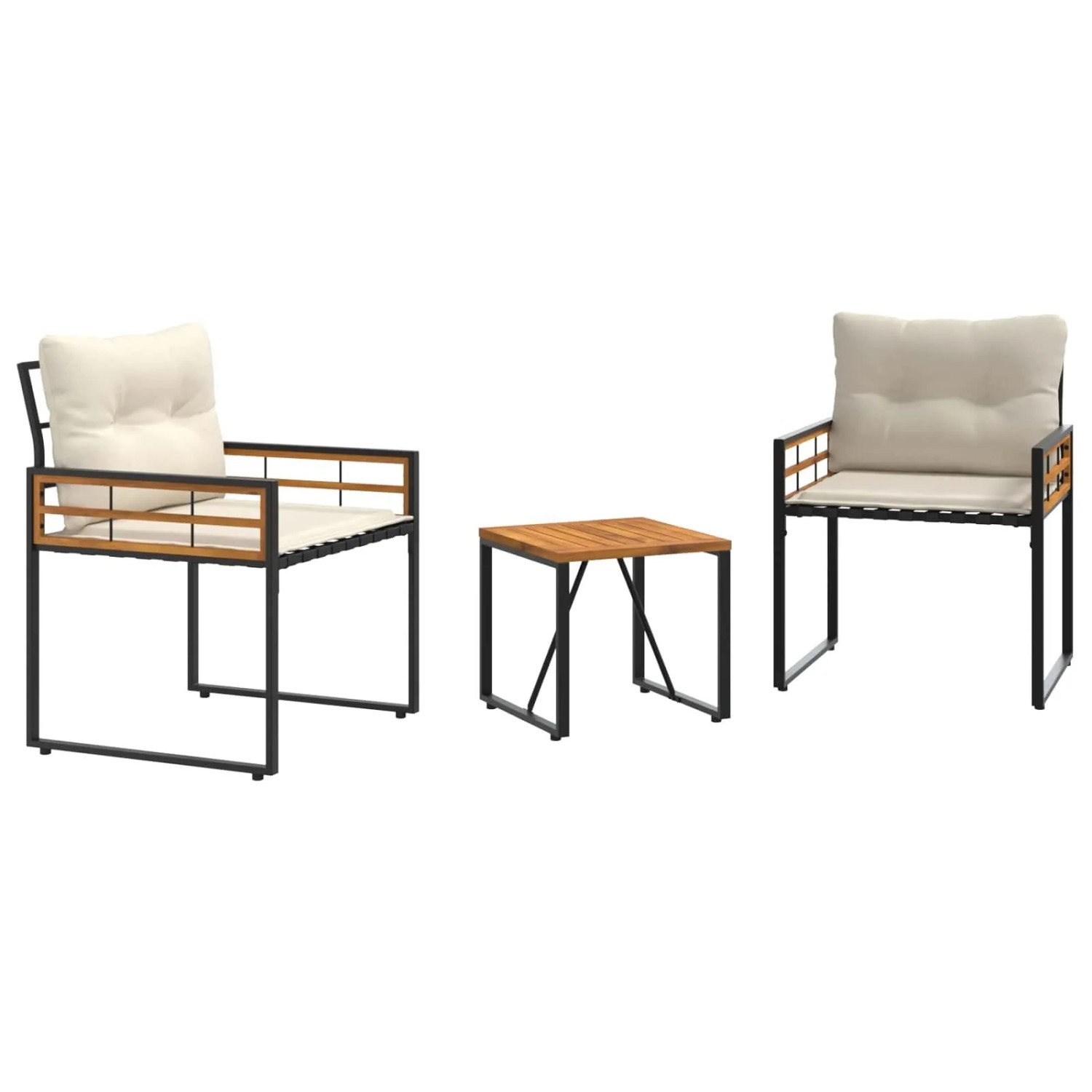 vidaXL Gartenmöbel Set mit Kissen 3-Tlg Creme 42026931