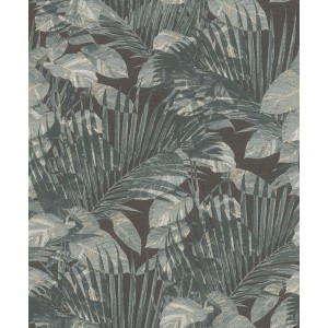 Schöner Wohnen Vliestapete Dschungel in Petrol mit üppigem Palmenmuster.