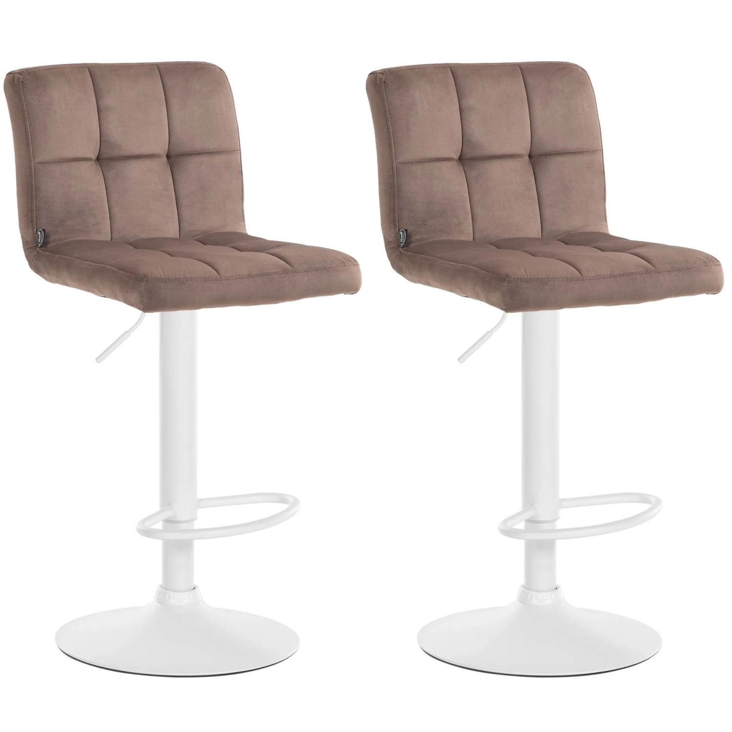 DELUKE 2er Set Barhocker REZAR Samt Braun 46x47x94cm Weiß Barstuhl Mit Lehne Tresenhocker Tresenstuhl