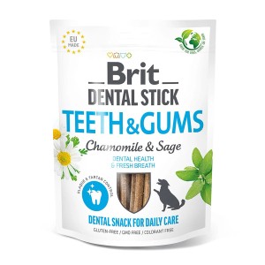 Brit Care Dental Stick für Hunde, Zahnpflegesnack mit Kamille & Salbei, 251g Packung.