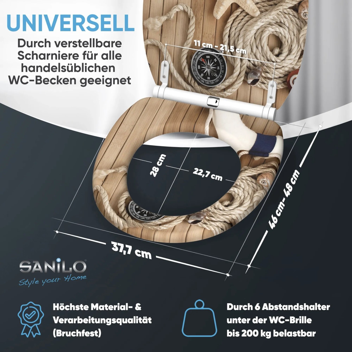 Sanilo WC Sitz mit Absenkautomatik Holz Maritim stabil kaufen bei OBI