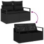 Schwarzes 6-teiliges Garten-Sofa-Set aus Poly Rattan mit Kissen. Modulares Lounge Set für Terrasse und Garten.