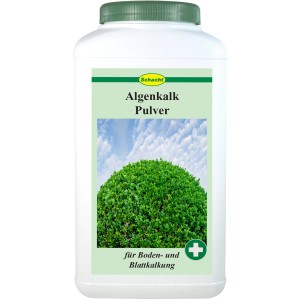 Schacht Algenkalk Pulver, 1,75 kg im weißen Behälter für Boden- und Blattkalkung.
