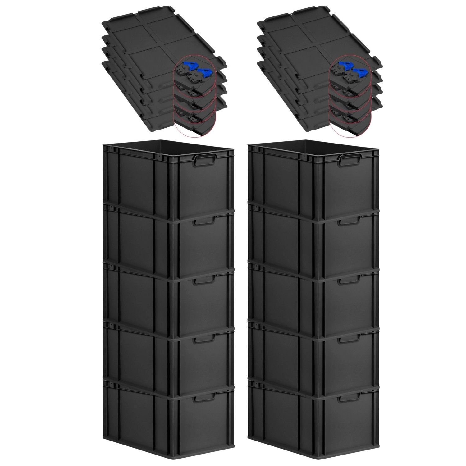 PROREGAL SuperSparSet 10x Eurobox Nextgen Grip Mit Scharnierdeckel Und Blau günstig online kaufen