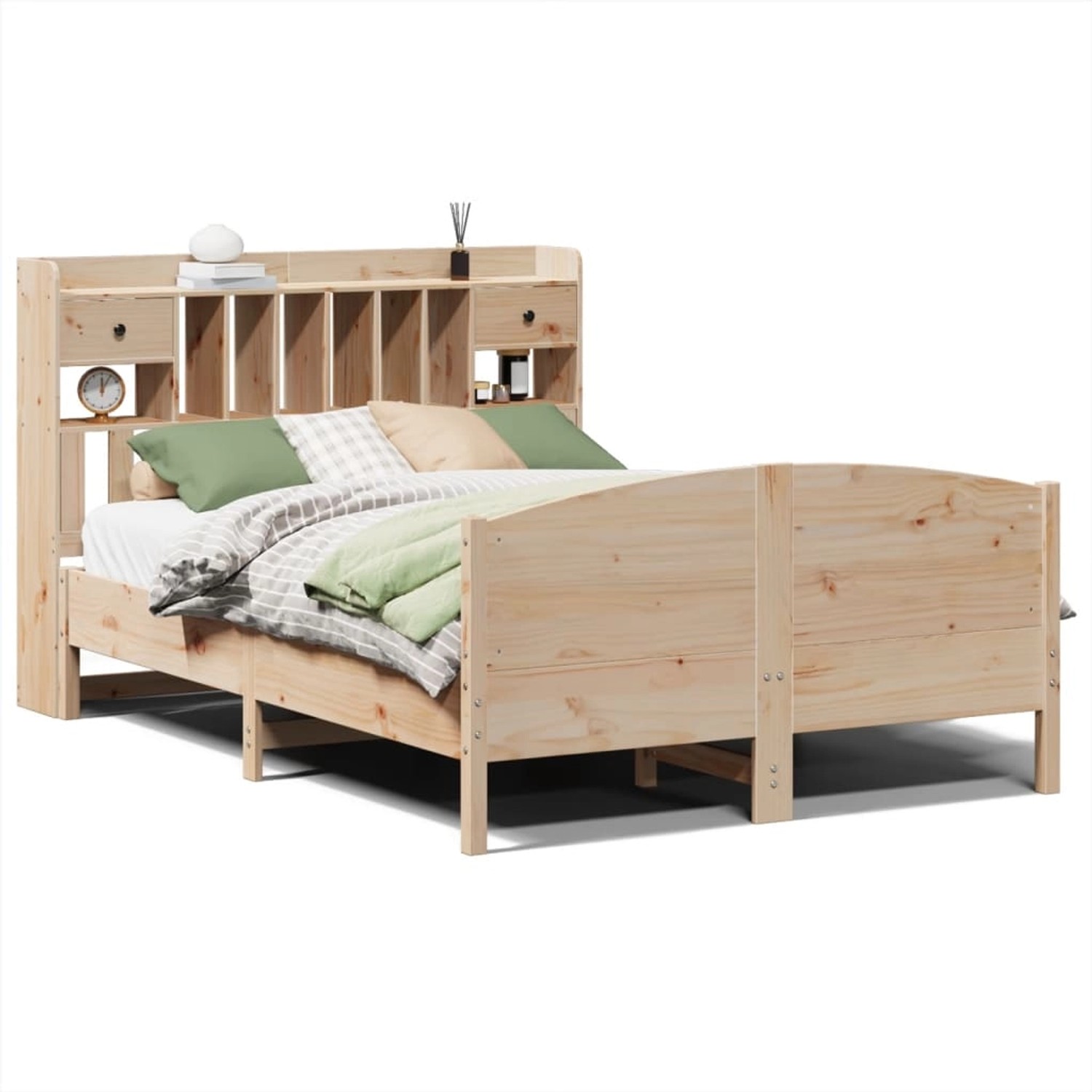 vidaXL Massivholzbett mit Regal ohne Matratze 140x200 cm Kiefer 3323143 günstig online kaufen