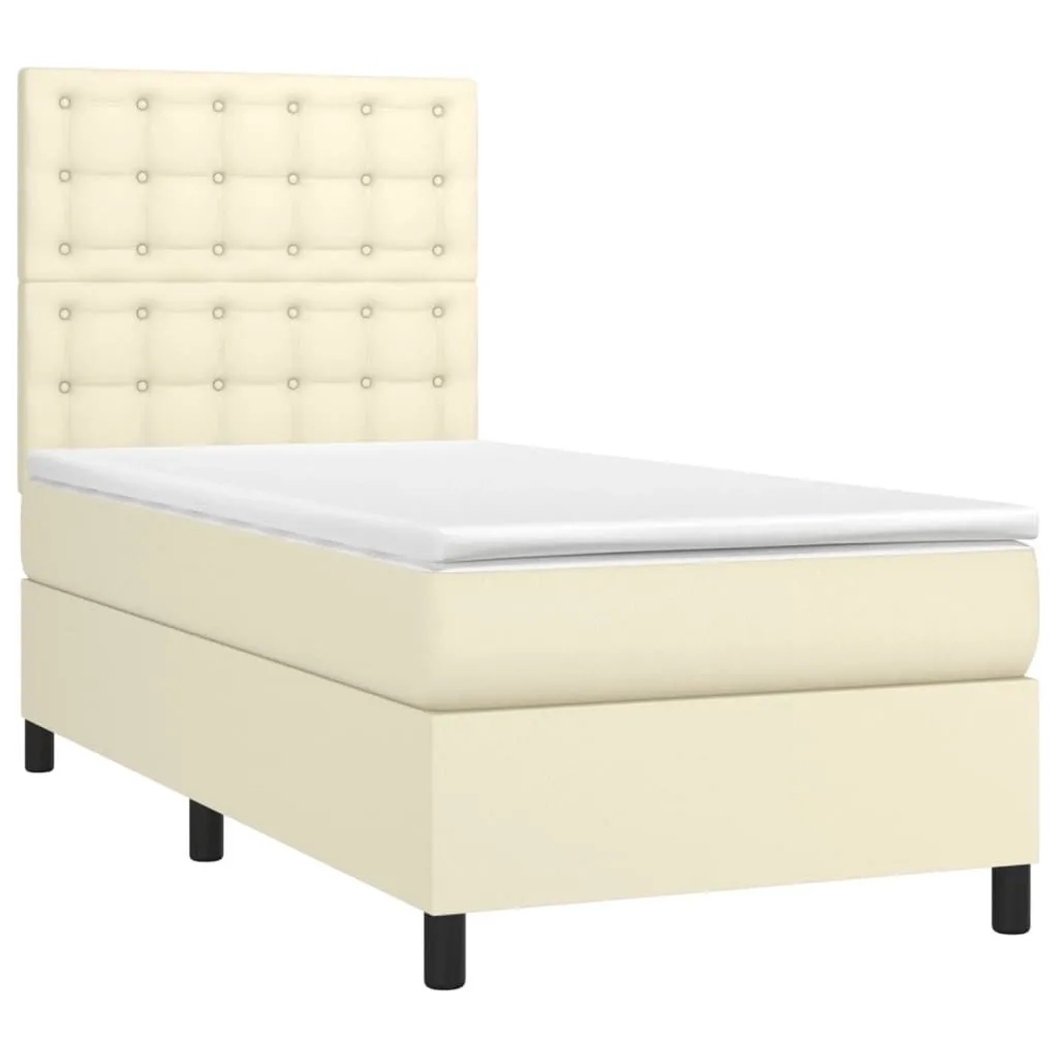 vidaXL Boxspringbett mit Matratze & LED Creme 90x190 cm Kunstleder 3135917
