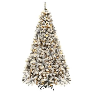 Costway Künstlicher Weihnachtsbaum mit Warmweißen Led-Leuchten 225cm