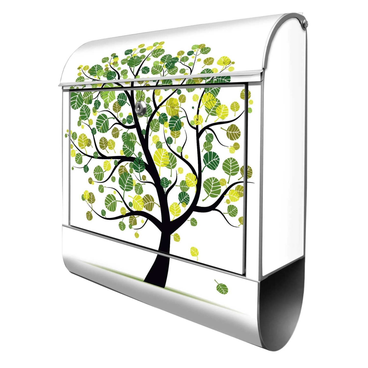 Banjado Design Briefkasten Silber Pulverbeschichtet 39x47x14cm 2 Schlüssel Mit Zeitungsfach Motiv Wt Laubzauberbaum Banjado Design Briefkasten Silber Pulverbeschichtet, 39x47x14cm, 2 Schlüssel, Mit Zeitungsfach Motiv Wt Laubzauberbaum
