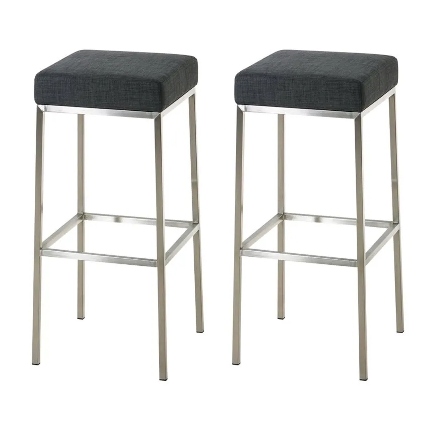 DELUKE 2er Set Barhocker BIDAN Stoff Dunkelgrau 37x37x80cm Barstuhl Mit Lehne Tresenhocker Tresenstuhl
