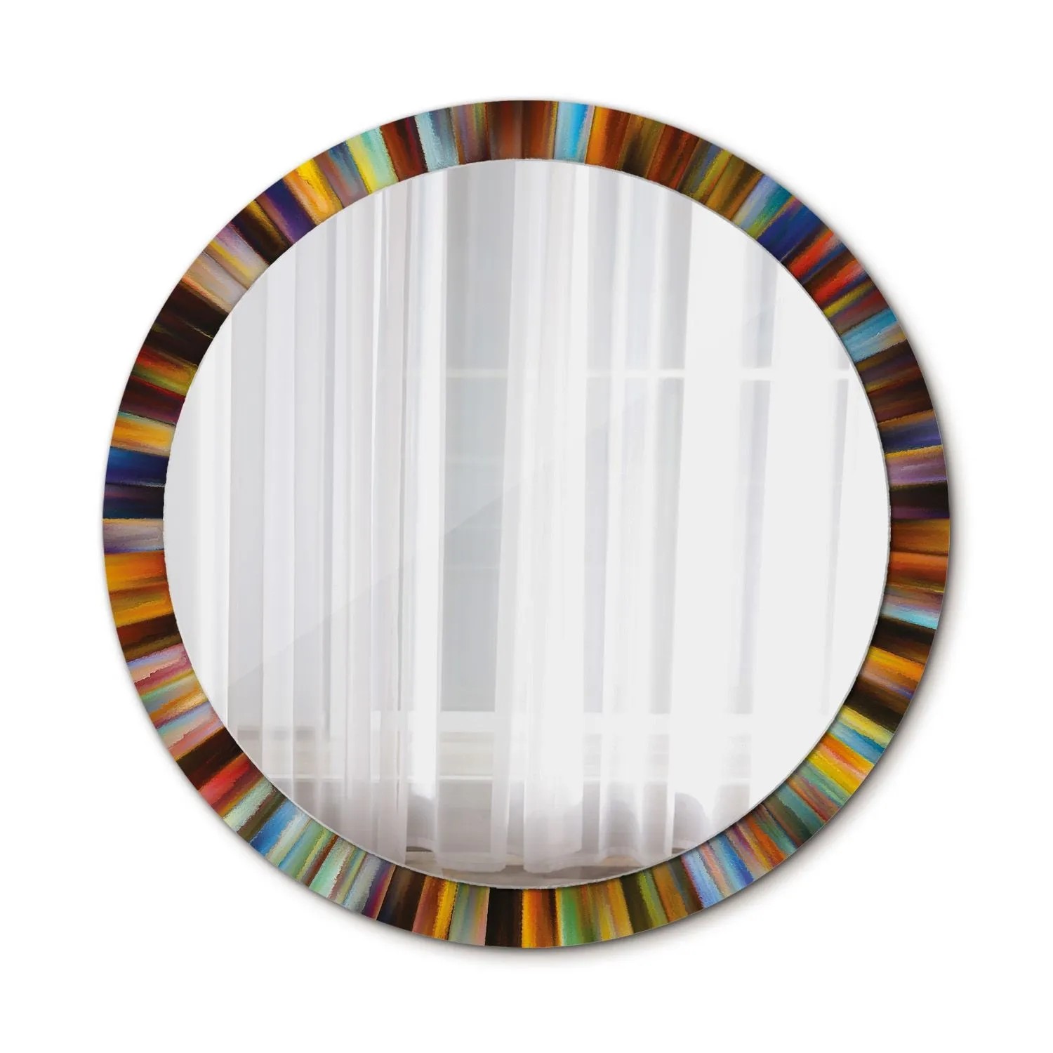 Tulup Spiegel mit Motivdruck Bunte Strahlen 100x100 cm Runder Spiegel Aufdr günstig online kaufen