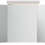 Posseik Spiegelschrank, 140 cm, mit LED-Lampe und Glasböden, Weiß Hochglanz.