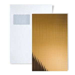 Musterstück Wallface Wandpaneel S-27375, GOLD 20x20 cm, DIN A5. Paneel-Muster in Gold.