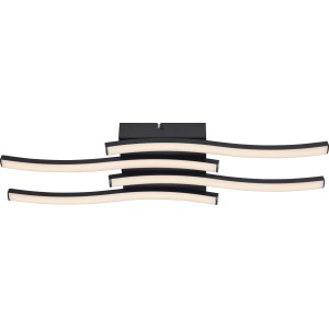 Moderne LED Deckenleuchte Nerano, schwarz matt, 52,5 cm, warmweißes Licht.