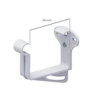 Weißer Inefa PVC Stirnbretthalter NW 68 für Kastenrinne. Stabiler Kunststoff-Rinnenhalter zur Dachrinnenbefestigung.