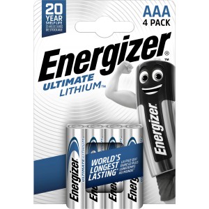 Energizer Ultimate Lithium AAA Batterien, 4er-Pack. Langlebige Lithium-Batterien für Geräte mit hohem Energiebedarf.