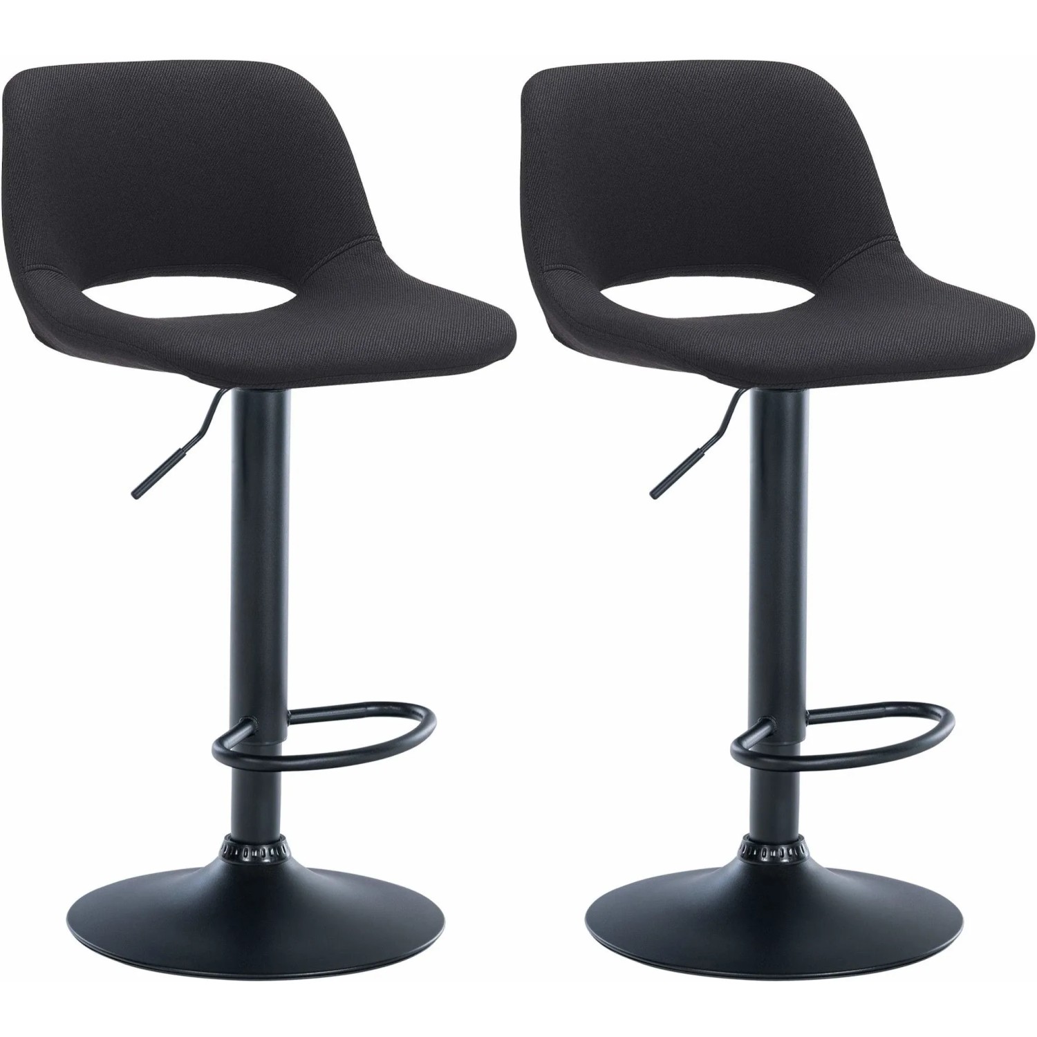 DELUKE Barhocker 2er Set JAKSON Schwarz Stoff Schwarz Barstuhl Mit Lehne Tresenhocker Tresenstuhl