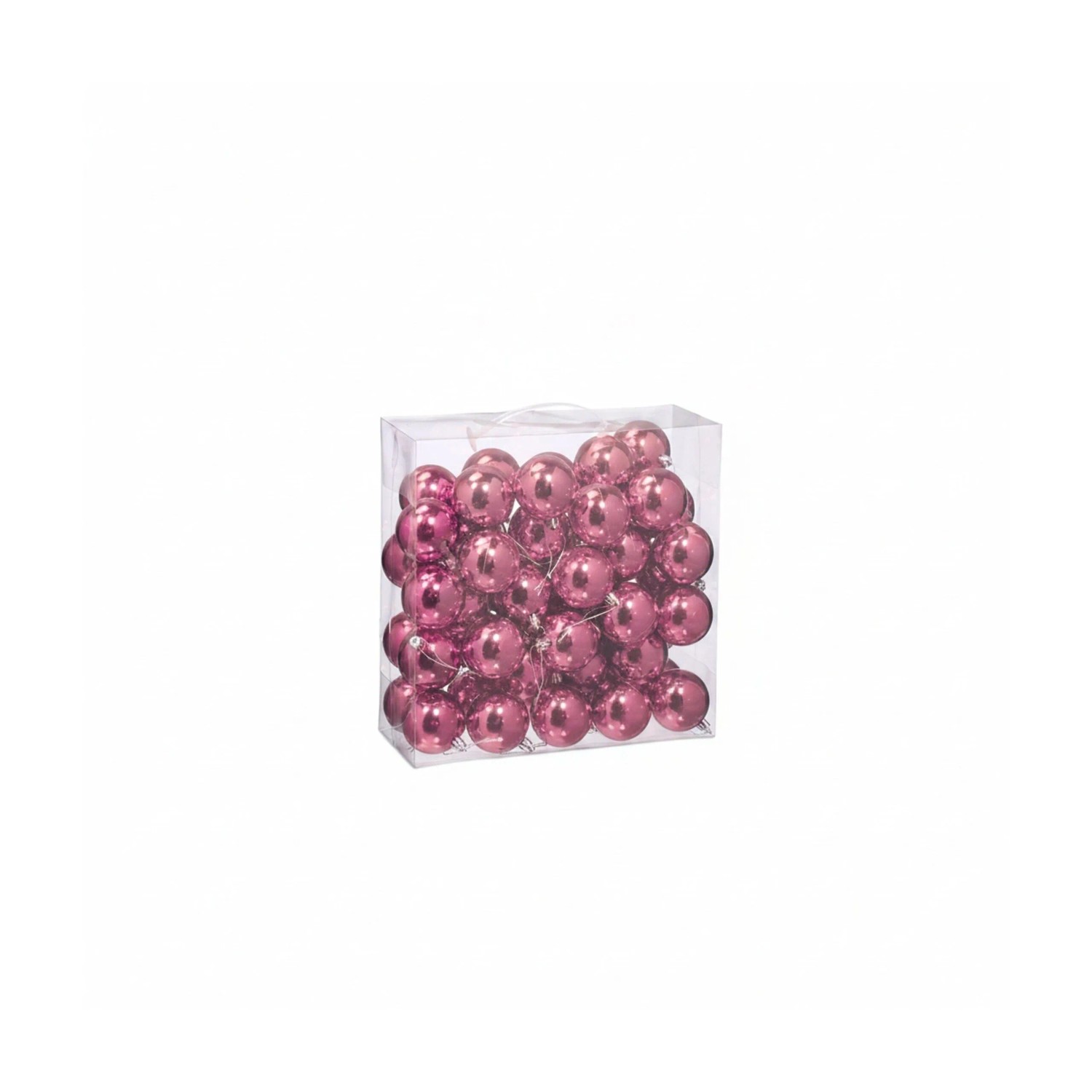 Relaxdays Weihnachtskugeln 50er Set Kunststoff Rosa Glänzend 7 cm x ø 6 cm