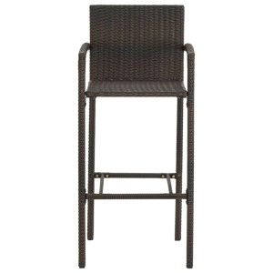 Brauner Barhocker aus Rattan für Gartenbar-Set, Gartenmöbel.