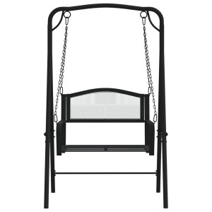 Schwarze vidaXL Hollywoodschaukel aus Stahl, 124 cm breit, für Garten oder Terrasse.