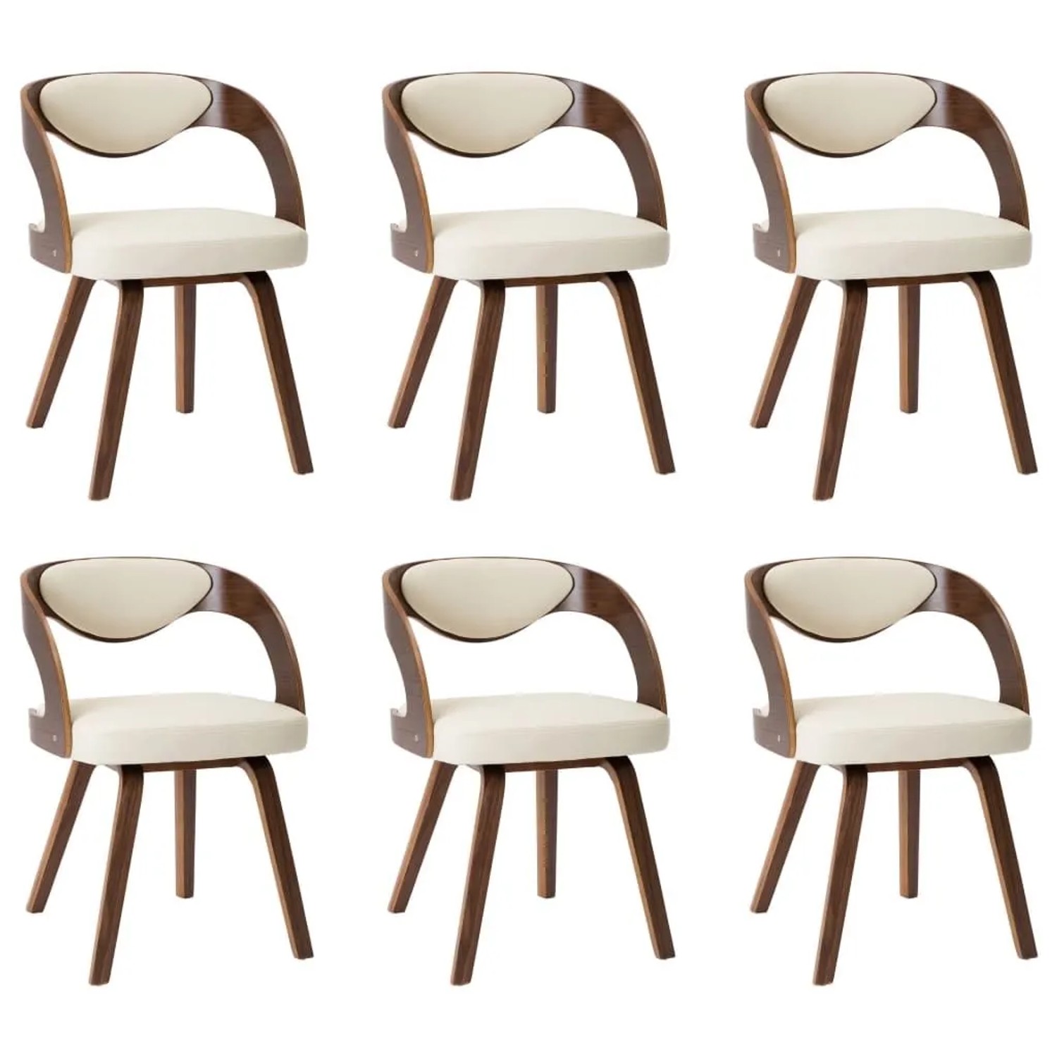 vidaXL Esszimmerstühle 6 Stk Creme Bugholz und Kunstleder 278841