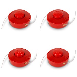 EBERTH 4er-Pack Fadenköpfe M10 für Freischneider, 3mm Drahtstärke, rot.