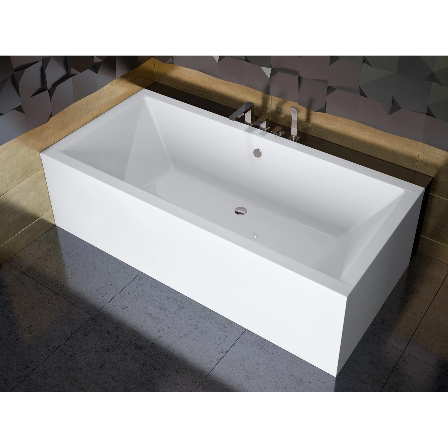 Bad Land Badewanne Rechteck QUADRO 175x80 Ablauf Füße_3