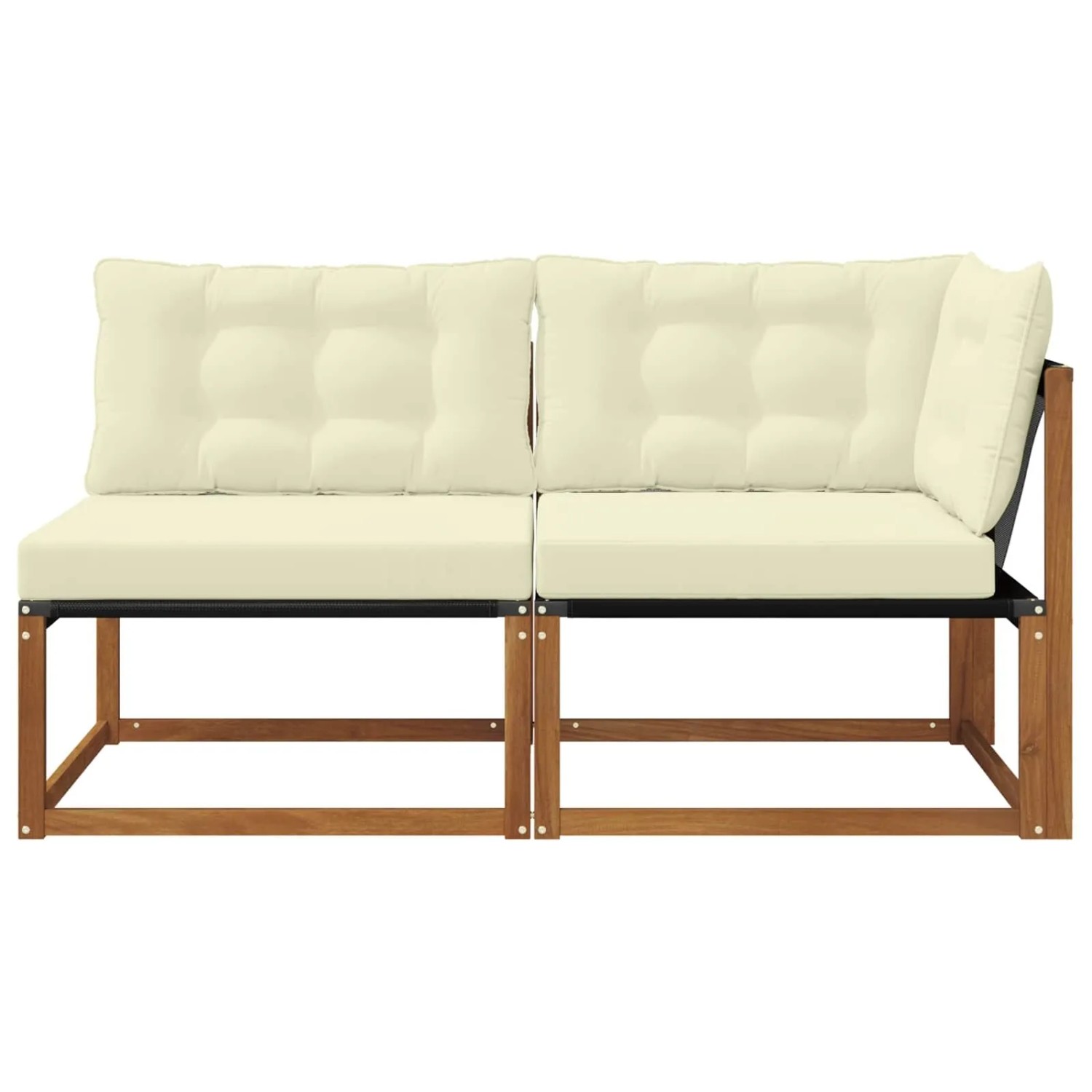 vidaXL Mittel- und Ecksofa mit Kissen 2 Stück Natur Massivholz Akazie 900649_5
