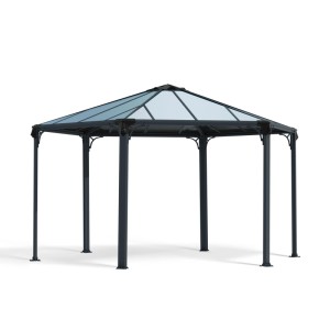 Canopia Gartenpavillon Monaco 3.9x4.5 in Anthrazit mit Polycarbonat-Dach.