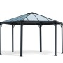 Canopia Gartenpavillon Monaco 3.9x4.5 in Anthrazit mit Polycarbonat-Dach.