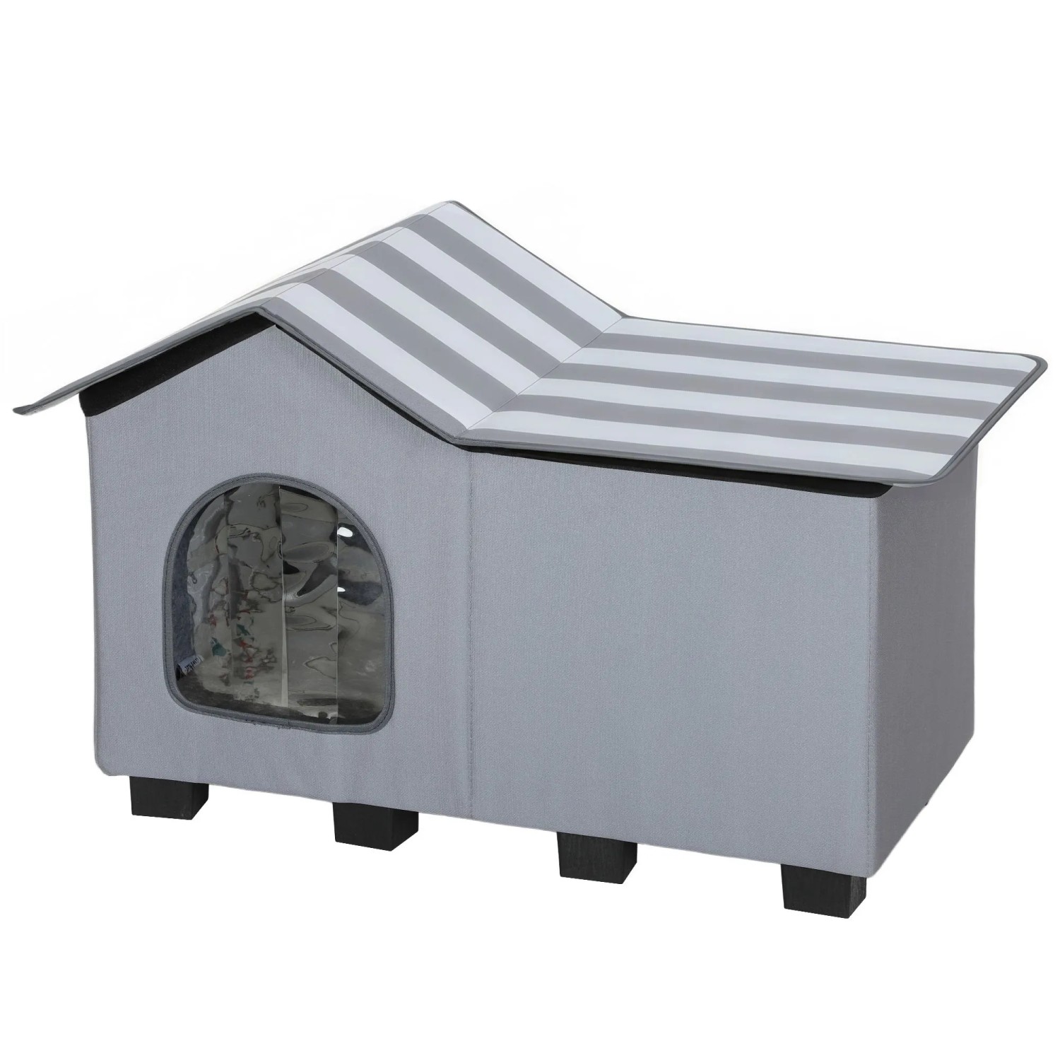 PawHut Katzenhaus Kunststoff Oxford-Stoff 70 x 43 x 45 cm Grau