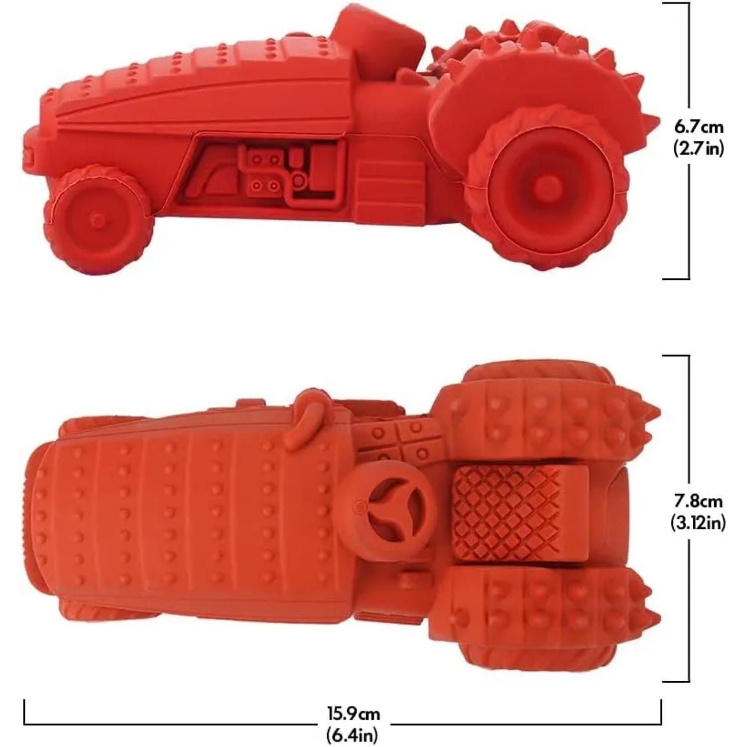 Roter Petsation Truck, ein Kauspielzeug für Hunde, fördert die Zahnpflege und bietet interaktiven Spielspaß.