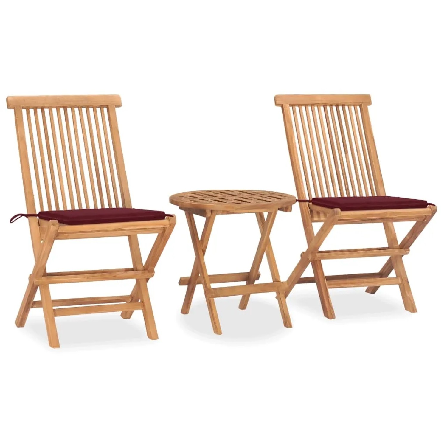 vidaXL 3-tlg Garten-Essgruppe mit Kissen Klappbar Massivholz Teak Modell 10