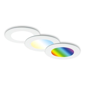3er Set Briloner LED Einbaustrahler, dimmbar, mit Farbwechsel (RGB) und Weißlichtsteuerung (CCT).