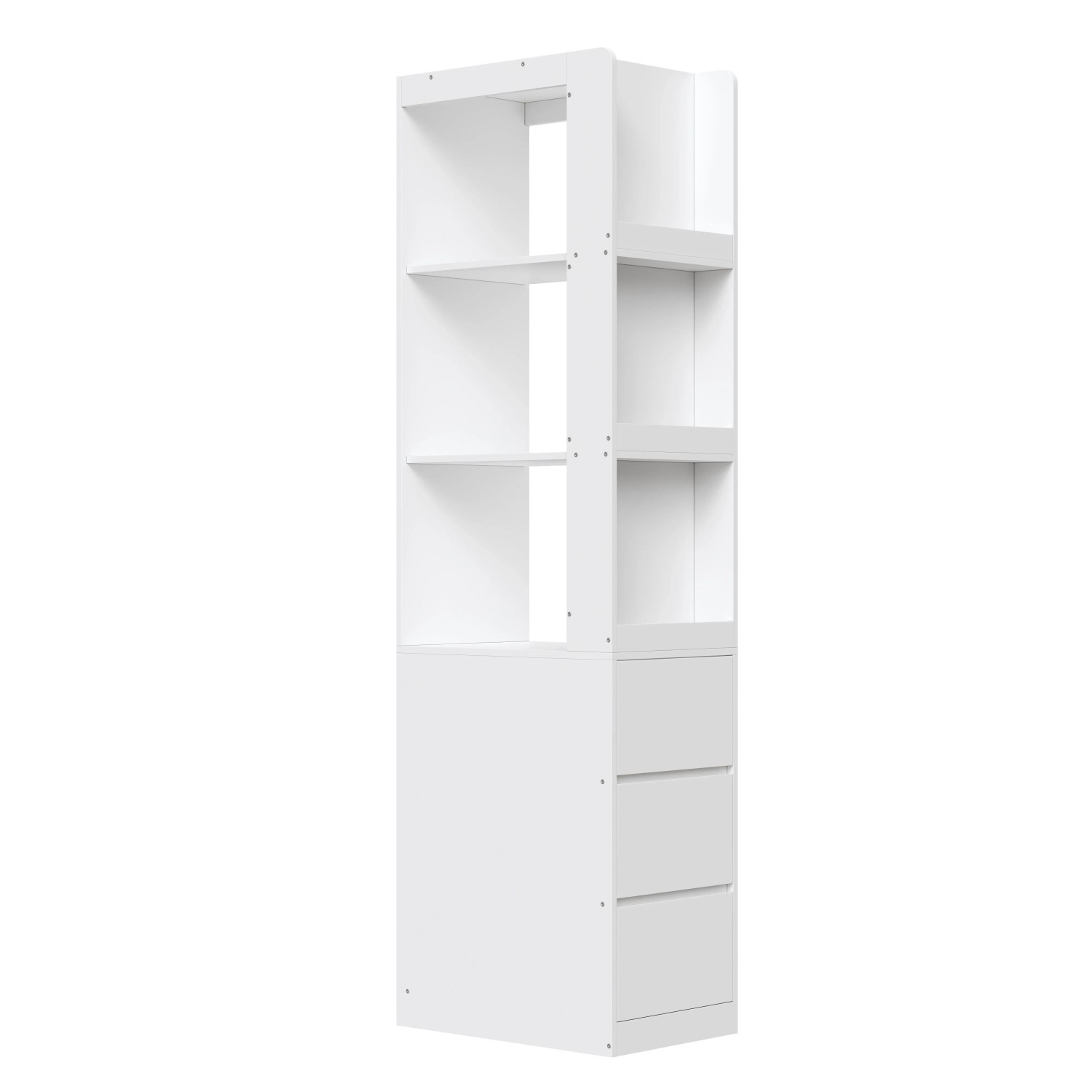 okwish Bücherregal mit Schubladen Offene Fächer Wohnzimmer 60x40x200cm Weiß