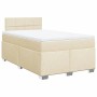 Cremefarbenes vidaXL Boxspringbett 120x190 cm mit Matratze und Kopfteil.