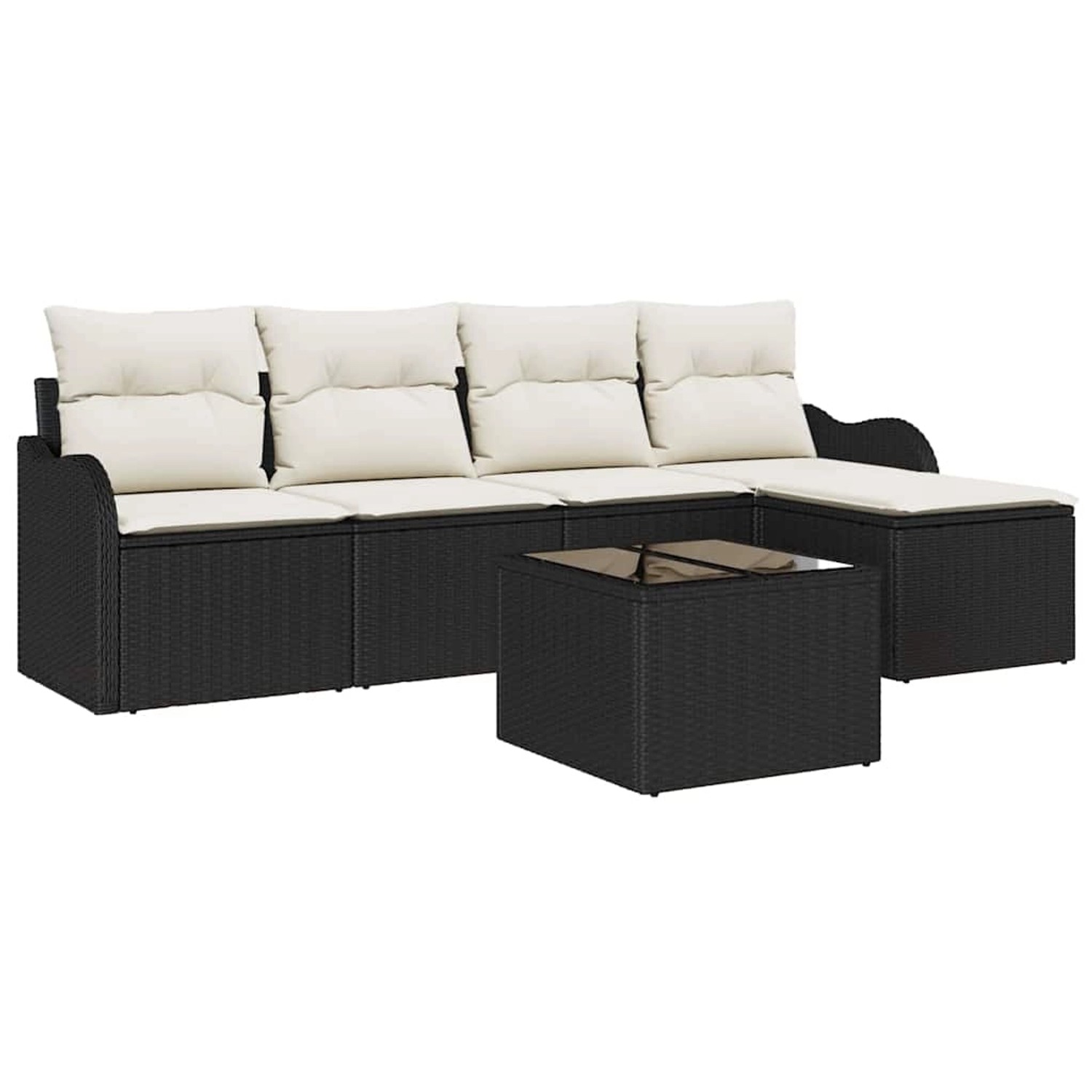 vidaXL Garten-Sofa-Set mit Kissen mit Speicher 6-Tlg Braun Poly Rattan 3354 günstig online kaufen
