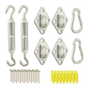 Relaxdays Sonnensegel Befestigungsset Edelstahl Silber 40 Teile