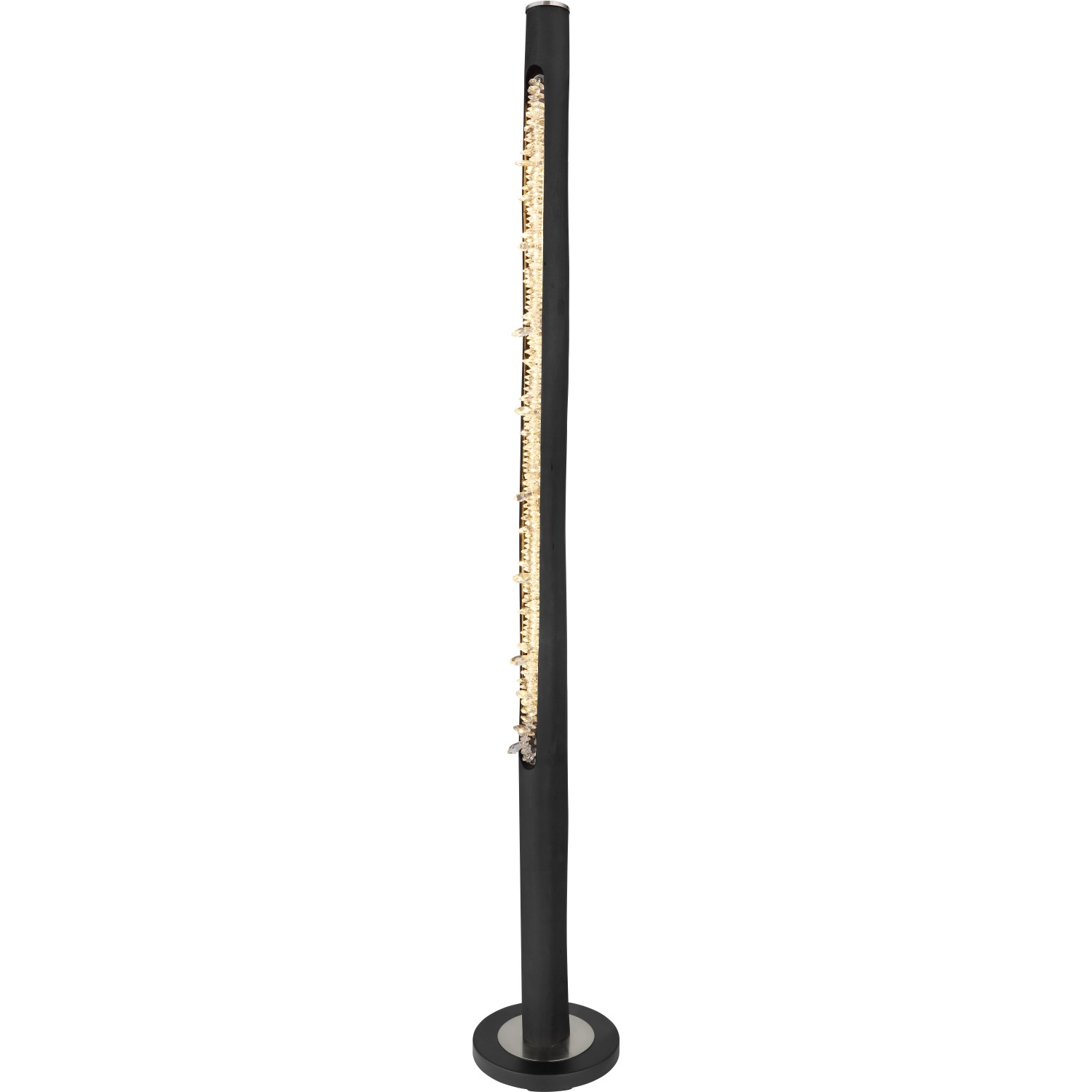 Schwarze Globo LED-Stehlampe Felicitas mit Acrylkristallen, 151 cm hoch. Moderne Design-Stehleuchte.