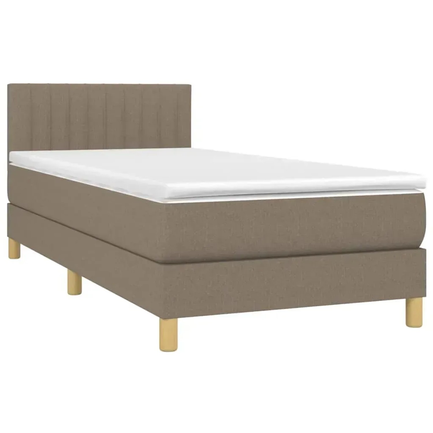 Boxspringbett Taupe 80x200 cm mit Matratze und Kopfteil, Stoffbezug.
